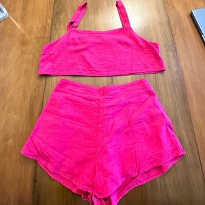Showpo Zanrie two piece set in hot pink NWOT